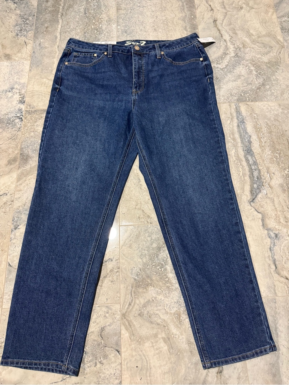 Seven7 Dark Blue Straight-Leg Jeans